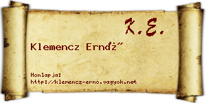 Klemencz Ernő névjegykártya